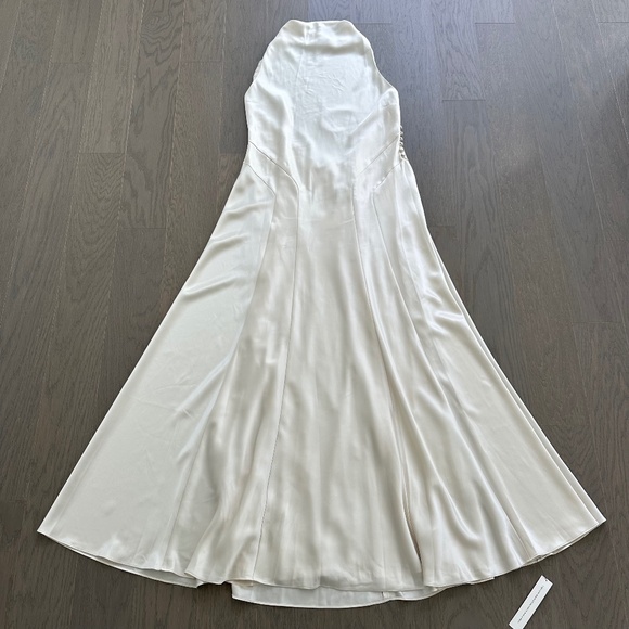 Reformation ROY Satin Wedding Dress Halter Gown - Fior Di Latte - with tags - 12 - Picture 2 of 13
